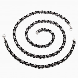 60cm x 6mm Vierkant Koningsketting Heren - Stalen Zwarte PVD-Coating/Zilverkleur - Schakelketting