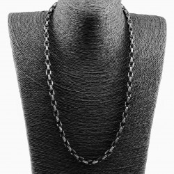 60cm x 6mm Vierkant Koningsketting Heren - Stalen Zwarte PVD-Coating/Zilverkleur - Schakelketting