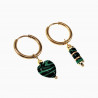 ∅18mm Oorringen met Hart en Buis Malachiet Hangers Verguld RVS
