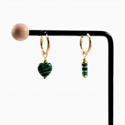 ∅18mm Oorringen met Hart en Buis Malachiet Hangers Verguld RVS