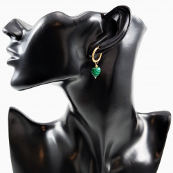 ∅18mm Oorringen met Hart en Buis Malachiet Hangers Verguld RVS
