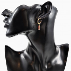 ∅18mm Oorringen met Donut en Buis Gouden Zandsteen Hangers Verguld RVS