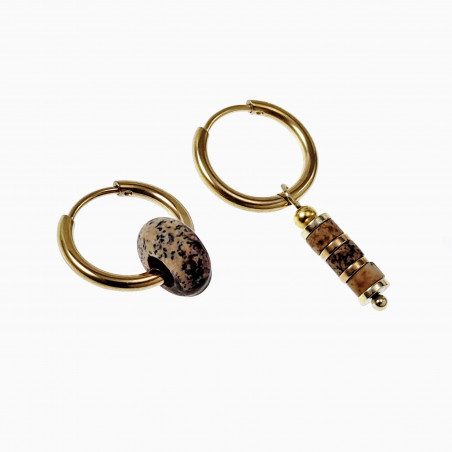 ∅18mm Oorringen met Donut Buis Jaspis Beeldstenen Hangers Verguld RVS
