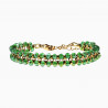Dubbele Armband Dames RVS Gefacetteerde Kristallen Groene Verstelbaar