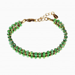 Dubbele Armband Dames RVS Gefacetteerde Kristallen Groene Verstelbaar