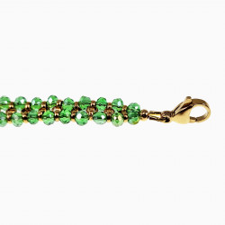 Dubbele Armband Dames RVS Gefacetteerde Kristallen Groene Verstelbaar