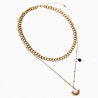 Dubbele Cubaanse Schakelketting met Twee Hangers  - Dames Verguld RVS