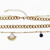 Dubbele Cubaanse Schakelketting met Twee Hangers  - Dames Verguld RVS