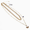 Dubbele Cubaanse Schakelketting met Twee Hangers  - Dames Verguld RVS