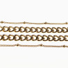 Dubbele Cubaanse Schakelketting met Twee Hangers  - Dames Verguld RVS