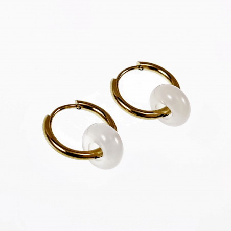 ∅18mm Oorringen met Donut Witte Agaatstenen Hangers Verguld RVS