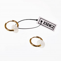 ∅18mm Oorringen met Donut Witte Agaatstenen Hangers Verguld RVS