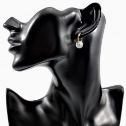 ∅18mm Oorringen met Donut Witte Agaatstenen Hangers Verguld RVS