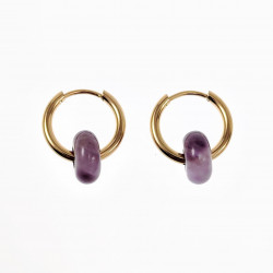 ∅18mm Oorringen met Donut Amethist stenen Hangers Verguld RVS