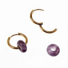 ∅18mm Oorringen met Donut Amethist stenen Hangers Verguld RVS