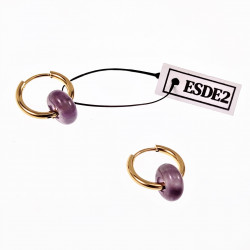 ∅18mm Oorringen met Donut Amethist stenen Hangers Verguld RVS