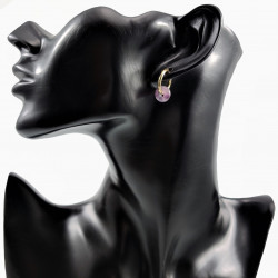 ∅18mm Oorringen met Donut Amethist stenen Hangers Verguld RVS
