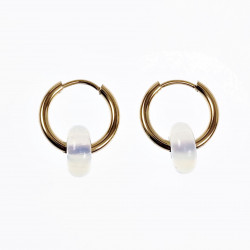 ∅18mm Oorringen met Donut Opaal stenen Hangers Verguld RVS