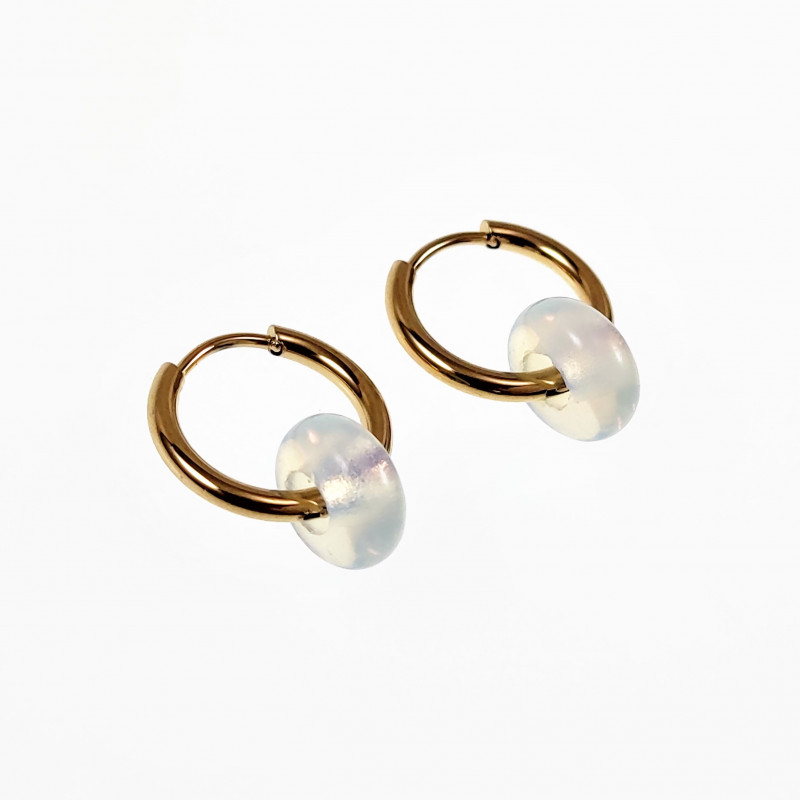 ∅18mm Oorringen met Donut Opaal stenen Hangers Verguld RVS ∅18mm Oorringen met Donut Opaal stenen Hangers Verguld RVS