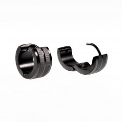∅13mm x 7mm - Brede Oorringen Unisex - Zwarte PVD-Coating RVS - Oorbellen met Geborsteld Design