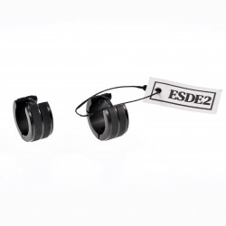 ∅13mm Brede Oorringen Unisex - Zwarte PVD-Coating RVS - Oorbellen met Geborsteld Design