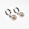 Oorbellen Dames - Hangend RVS - Oorringen met Parel - Wit