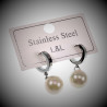 Oorbellen Dames - Hangend RVS - Oorringen met Parel - Wit
