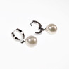 Oorbellen Dames - Hangend RVS - Oorringen met Parel - Wit