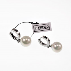 Oorbellen Dames - Hangend RVS - Oorringen met Parel - Wit