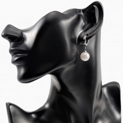 Oorbellen Dames - Hangend RVS - Oorringen met Parel - Wit