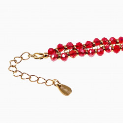 Dubbele Armband Dames RVS Gefacetteerde Kristallen Rood Verstelbaar