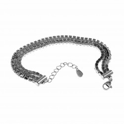 Driedubbele Armband met Zirkonia Dames - Roestvrij Staal - Verstelbaar
