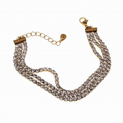 Driedubbele Armband met Zirkonia Dames Verguld RVS Verstelbaar
