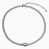 Cubaanse ketting met Witte Parel Dames 14k Wit Goud Plated RVS