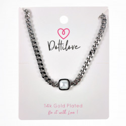 Cubaanse ketting met Witte Parel Dames 14k Wit Goud Plated RVS