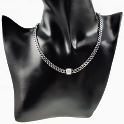 Cubaanse ketting met Witte Parel Dames 14k Wit Goud Plated RVS