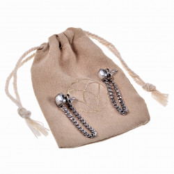 Oorbellen met Cubaanse Ketting en Witte Parel 14k Wit Goud Plated RVS