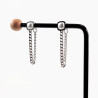 Oorbellen met Cubaanse Ketting en Witte Parel 14k Wit Goud Plated RVS