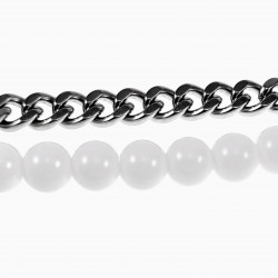 Witte Agaat Kralen Armband Heren RVS Cubaanse Schakelarmband