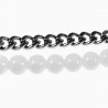Witte Agaat Kralen Armband Heren RVS Cubaanse Schakelarmband
