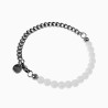 Witte Agaat Kralen Armband Heren RVS Cubaanse Schakelarmband