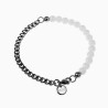 Witte Agaat Kralen Armband Heren RVS Cubaanse Schakelarmband