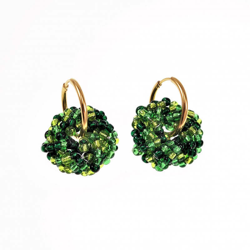 ∅20mm Oorringen met Ronde Hanger Dames Groene Kristallen Verguld RVS
