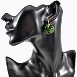 ∅20mm Oorringen met Ronde Hanger Dames Groene Kristallen Verguld RVS