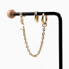 Driedelige Oorbellen Dames - Verguld Roestvrij staal - ∅14mm Oorringen - Ball Earring met Ketting - Witte Schelp Ster Hanger