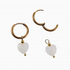 ∅16mm Oorringen met Hart Hanger Dames Verguld RVS Witte Parelmoer