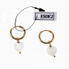 ∅16mm Oorringen met Hart Hanger Dames Verguld RVS Witte Parelmoer