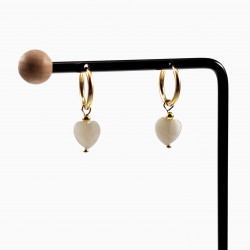 ∅16mm Oorringen met Hart Hanger Dames Verguld RVS Witte Parelmoer