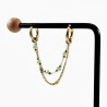 Dottilove Oorbellen Dames - RVS Gold Plated - Ø12mm Oorringen met Twee Ketting - Mintgroen Kristallen