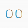 U-vormige Oorringen met Turkooisblauwe Emaille - 14K Goud Plated RVS